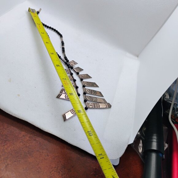 Vtg Tuareg Silver & Onyx African Celebra Necklace Agadez Berber Tribal Collar - Picture 6 of 9